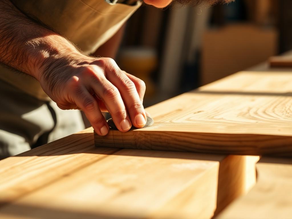 Craftsman hand-finishing a walnut joint